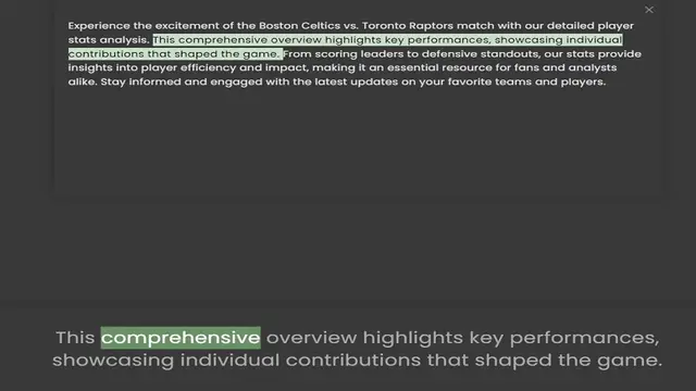 Video thumbnail for stats analysis. This comprehensive overview highlights key performances, showcasing individual contributions that shaped the game. From scoring leaders to defensive standouts, our stats provide insights into player efficiency and impact,