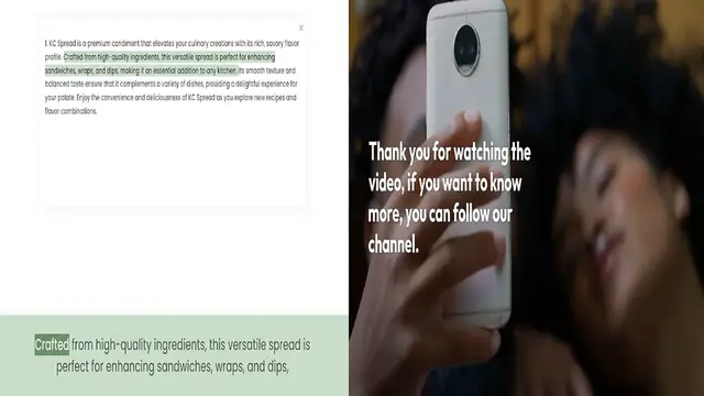 Video thumbnail for 1. KC Spread is a premium condiment that elevates your culinary creations with its rich, savory flavor profile. Crafted from high-quality ingredients, this versatile spread is perfect for enhancing sandwiches, wraps, and dips, making it a