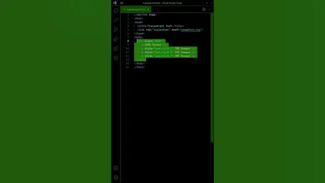 Video thumbnail for Transparent Text In HTML CSS #coding #html #css