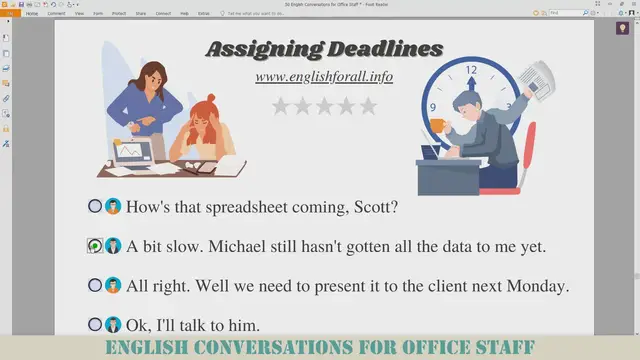 Video thumbnail for Assigning Deadlines -  English Conversations for Office Staff