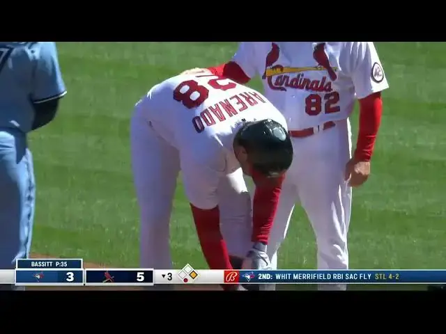 'Video thumbnail for Nolan Arenado CRANKS a RBI Single, Scoring Alec Burleson! | St. Louis Cardinals | 4/2/2023'