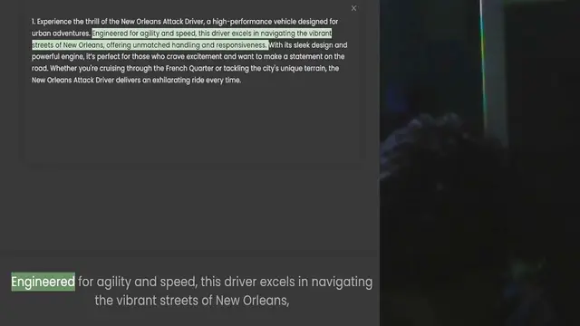 Video thumbnail for urban adventures. Engineered for agility and speed, this driver excels in navigating the vibrant streets of New Orleans, offering unmatched handling and responsiveness. With its sleek design and powerful engine, it’s perfect for those who