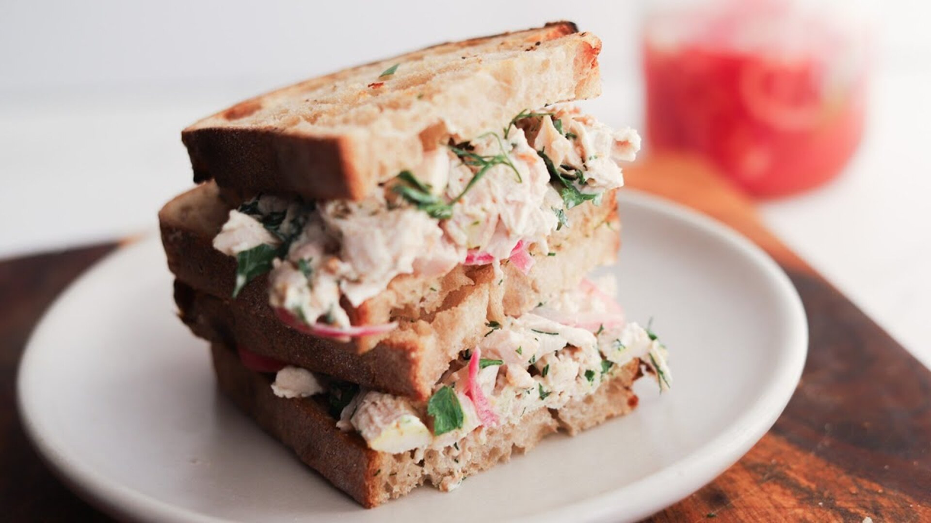 Video thumbnail for Herbified Shredded Chicken Salad Sandwich Recipe