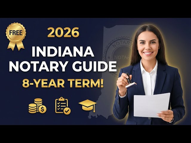 Video thumbnail for How to Become a Notary in Indiana 2026 | 8-Year Commission! Complete IN Notary Guide