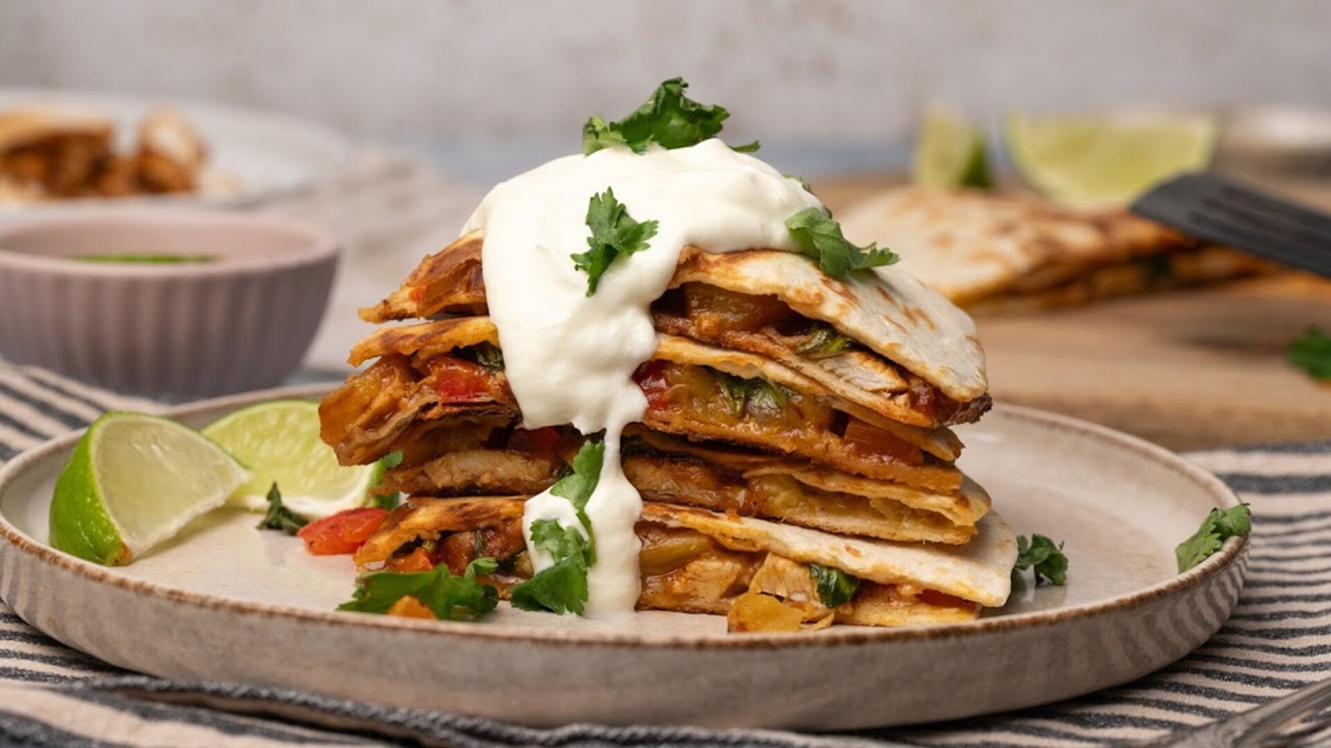 Video thumbnail for Barbecue Grilled Chicken And Pineapple Quesadilla Recipe
