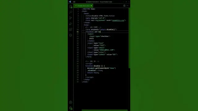 Video thumbnail for How To Disable HTML Form #html  #coding #tutorial
