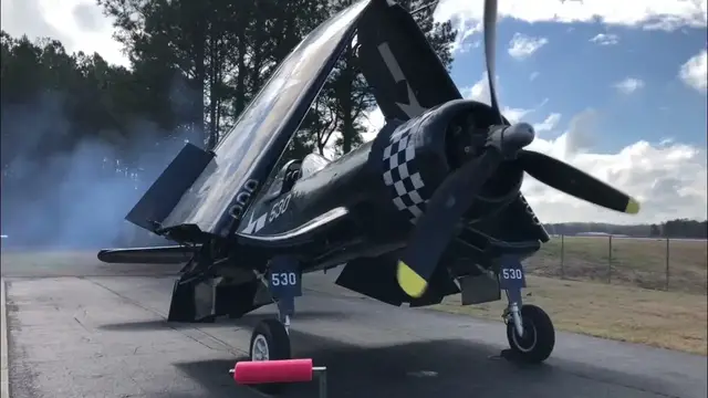 Video thumbnail for The Spectacular Roaring of The FG-1D Corsair (Startup, Wings unfolding, Take Off)