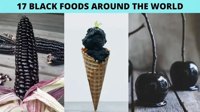 Video thumbnail for 17 Black foods around the World | Black Macrons, Black Burger, Black Watermelon and more