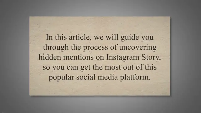 'Video thumbnail for Uncovering the Mystery: A Guide to Viewing Hidden Mentions on Instagram Story'
