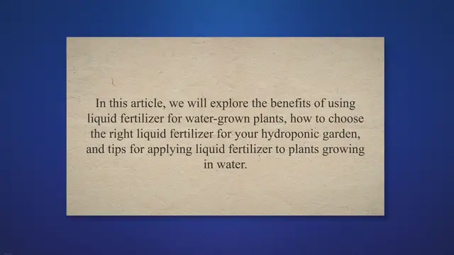 Video thumbnail for Maximizing Growth: A Guide to Liquid Fertilizer for Plants Growing in Water