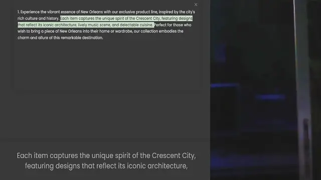 Video thumbnail for 1. Experience the vibrant essence of New Orleans with our exclusive product line, inspired by the city's rich culture and history. Each item captures the unique spirit of the Crescent City, featuring designs that reflect its iconic archit