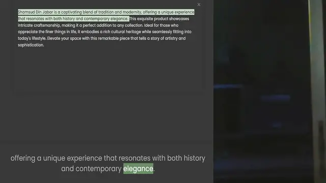 Video thumbnail for Shamsud Din Jabar is a captivating blend of tradition and modernity, offering a unique experience that resonates with both history and contemporary elegance. This exquisite product showcases intricate craftsmanship, making it a perfect ad