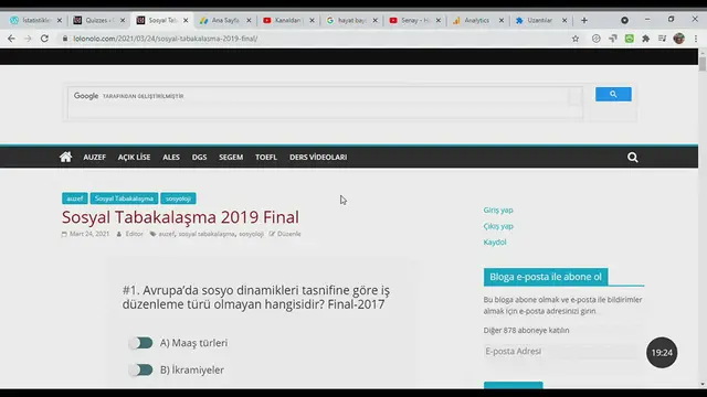 Video thumbnail for Auzef Sosyal Tabakalaşma 2019 Final Çıkmış Sorular