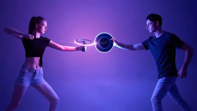 Video thumbnail for TOSY Flying Duo 360 LED Flying Disc & Boomerang Takes You Over to the Dark Side!