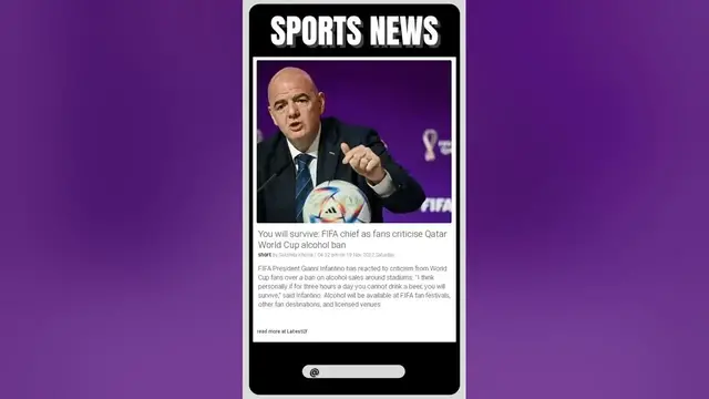 Video thumbnail for FIFA chief reassures fans they will survive Qatar World Cup alcohol ban | #shorts #sports