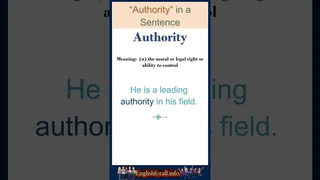 Video thumbnail for Authority meaning | Authority in a Sentence | Most common words in English #shorts