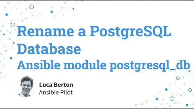 Video thumbnail for Rename a PostgreSQL Database — Ansible module postgresql_db