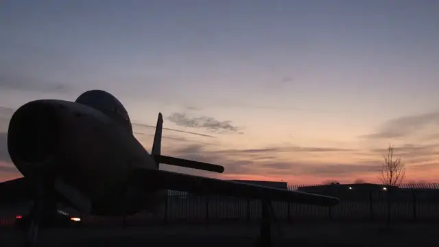 Video thumbnail for Sunrise over an F 84F Static Display