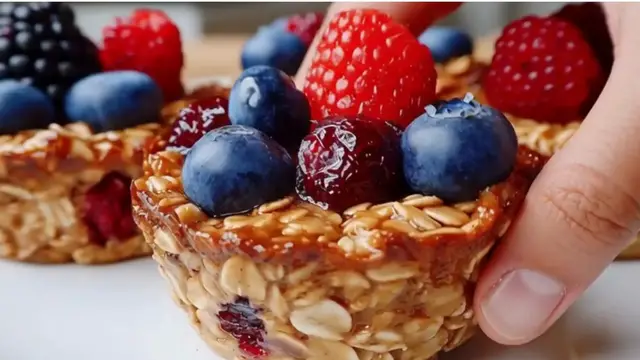 Video thumbnail for Baked Oatmeal Cups with Berries | Healthy Make-Ahead Breakfast Recipe