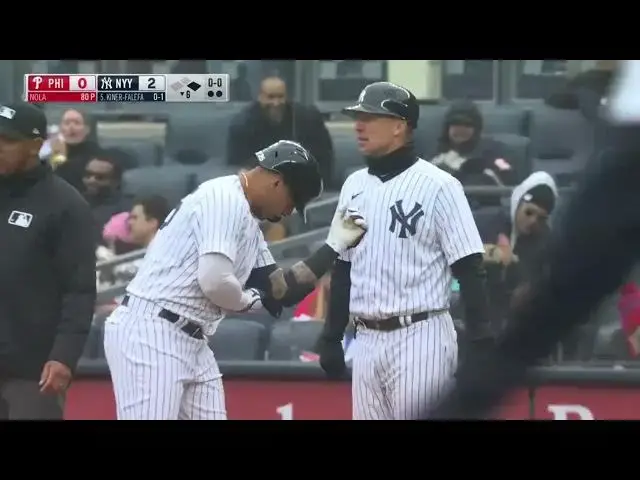 'Video thumbnail for Gleyber Torres CRANKS His 2nd RBI of the Game, Scoring DJ LeMahieu! | New York Yankees | 4/5/2023'