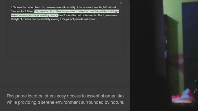 Video thumbnail for Crescent Peak Drive. This prime location offers easy access to essential amenities while providing a serene environment surrounded by nature. Ideal for families and professionals alike, it promises a lifestyle of comfort an