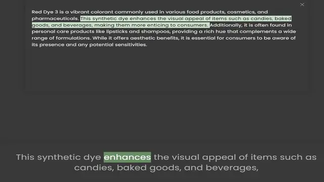 Video thumbnail for pharmaceuticals. This synthetic dye enhances the visual appeal of items such as candies, baked goods, and beverages, making them more enticing to consumers. Additionally, it is often found in personal care products like lipsticks and sham