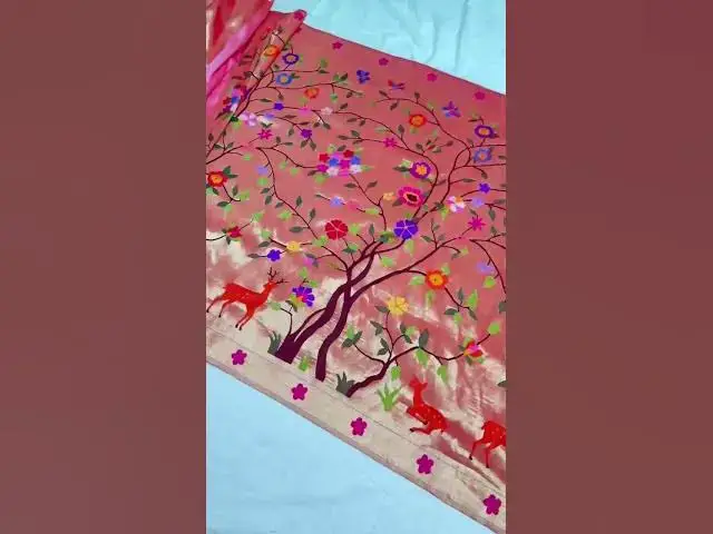 Video thumbnail for Handloom Paithani saree with allover jungle theme design #indianhandlooms #saree #handmadesaree
