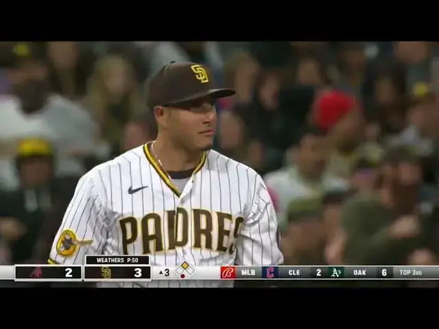 'Video thumbnail for Manny Machado MAKES A AMAZING JUMPING CATCH! | San Diego Padres | 4/3/2023'