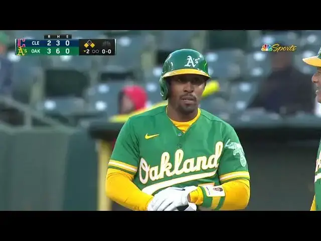 'Video thumbnail for Tony Kemp CRANKS a RBI Single, Scoring Shea Langeliers! | Oakland Athletics | 4/3/2023'