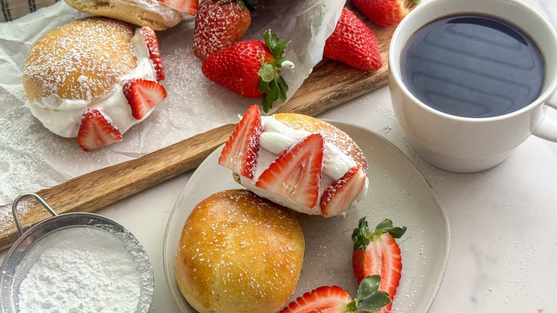 Video thumbnail for Strawberries And Cream Maritozzo Recipe