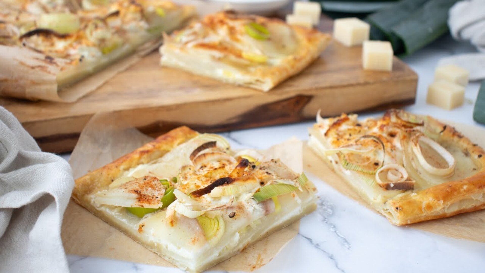 Video thumbnail for Potato Leek Tart With Gruyere And Goat Cheese Recipe