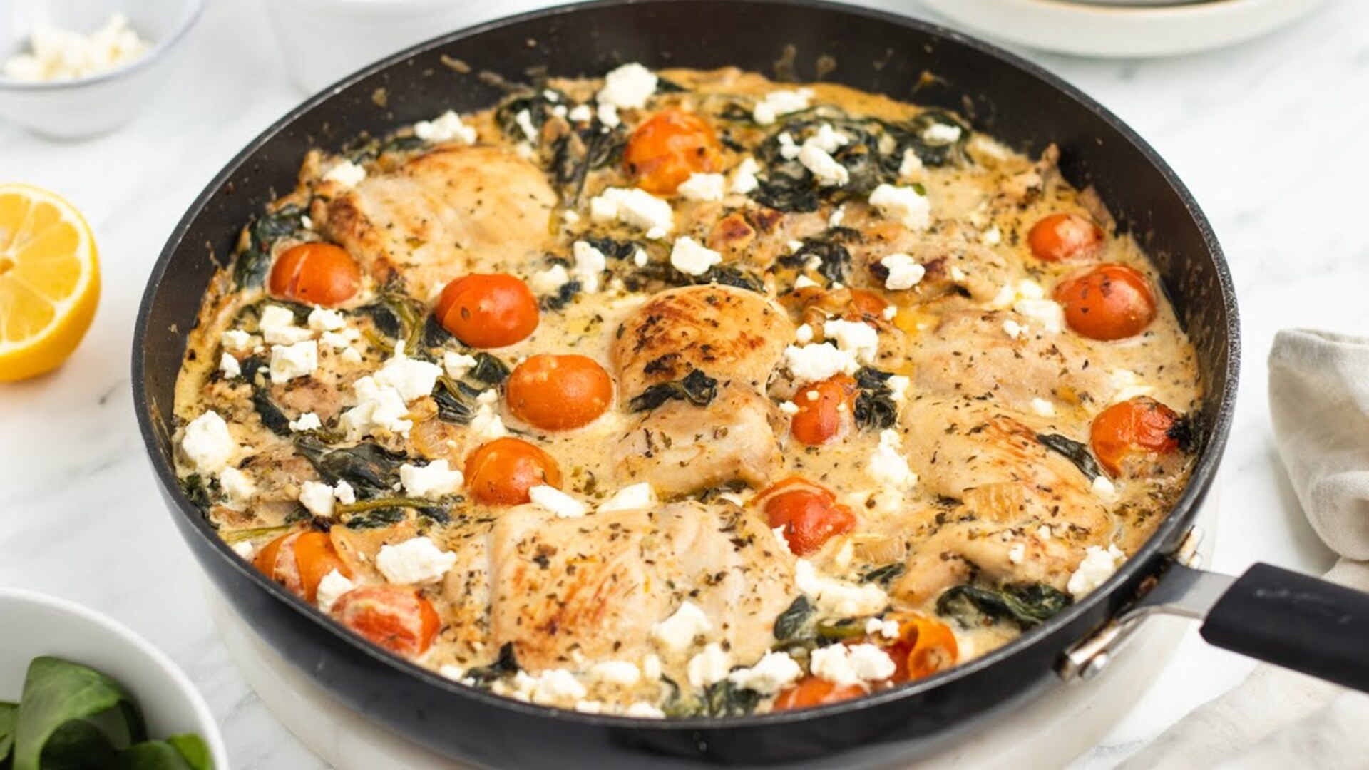 Video thumbnail for One-Pan Greek Chicken And Spinach Recipe