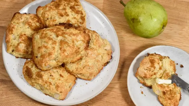 Video thumbnail for Ginger And Pear Buttermilk Scones Recipe