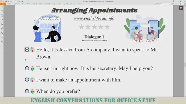 Video thumbnail for English Conversations for Office Staff - Arranging Appointments