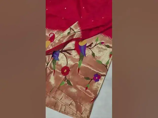 Video thumbnail for Paithani lehenga Unstitched fabric pure silk and totally handwoven at reasonable price