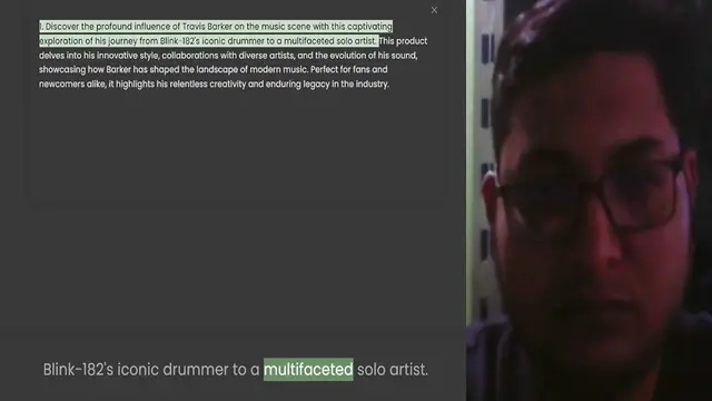 'Video thumbnail for 1. Discover the profound influence of Travis Barker on the music scene with this captivating exploration of his journey from Blink-182's iconic drummer to a multifaceted solo artist. This product delves into his innovative style, collabor'