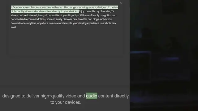 Video thumbnail for 1. Experience seamless entertainment with our cutting-edge streaming service, designed to deliver high-quality video and audio content directly to your devices. Enjoy a vast library of movies, TV shows, and exclusive originals, all access