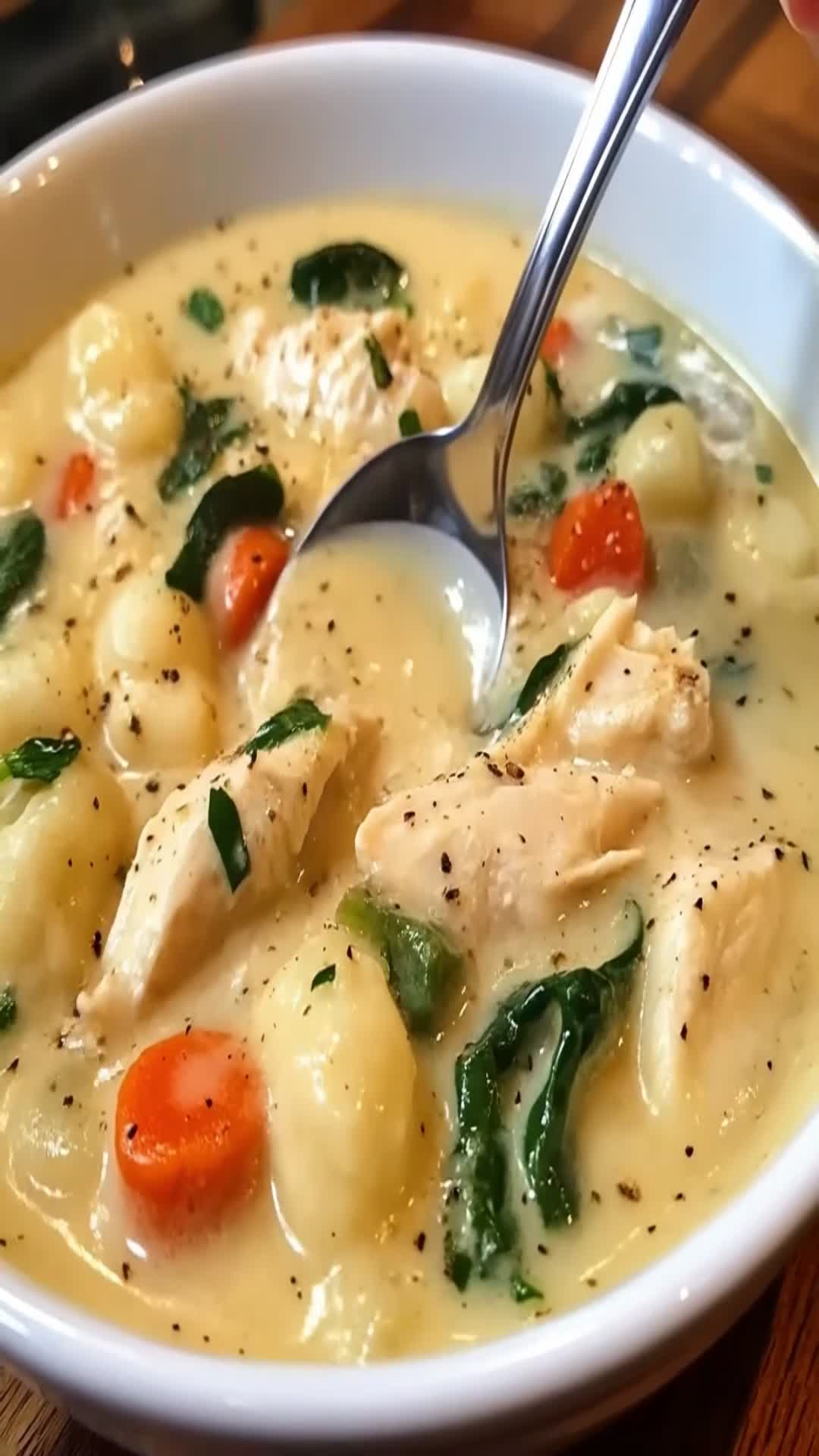 Video thumbnail for Slow Cooker Creamy Chicken Gnocchi Soup