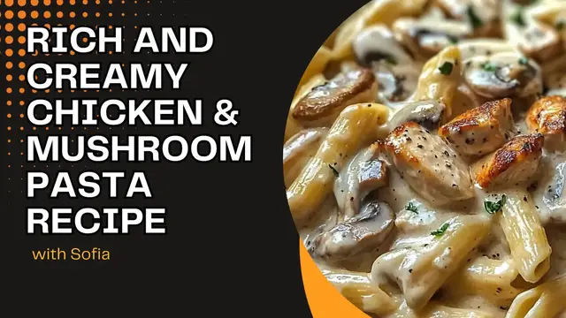 Video thumbnail for Rich and Creamy Chicken & Mushroom Pasta Recipe