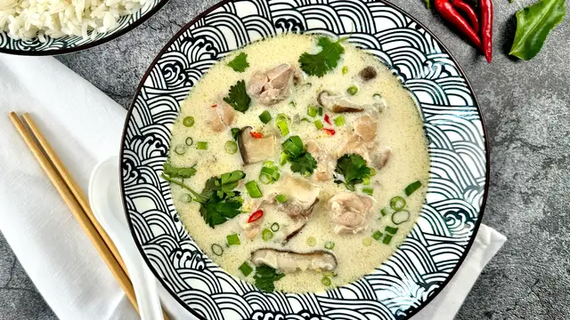 'Video thumbnail for Homemade Tom Kha Gai (Thai Coconut Chicken Soup) Recipe'
