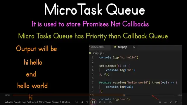 Video thumbnail for What is Event Loop,Callback & MicroTasks Queue & Understanding Call Stacks & Web APIs in Javascript