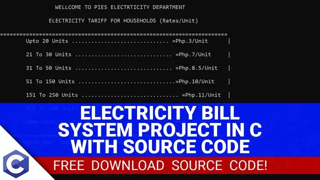 Video thumbnail for Electricity Bill System Project in C with Source Code (FREE DOWNLOAD) 2022