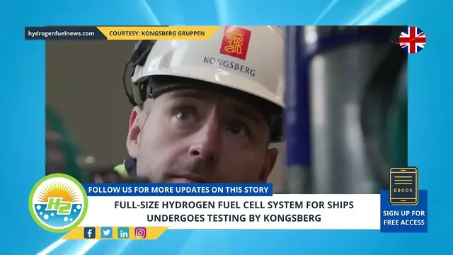 Video thumbnail for Full-size hydrogen fuel cell system for ships undergoes testing by Kongsberg