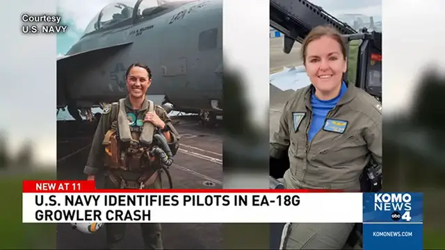 Video thumbnail for US Navy identifies 2 aviators killed in EA-18G Growler jet crash near Mount Rainier