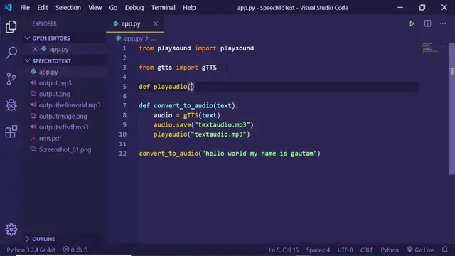 Video thumbnail for How to Generate and Play Sound in Python App Using GTTS & PlaySound Library