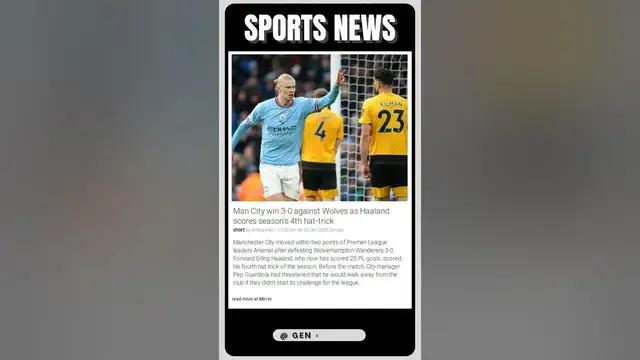 'Video thumbnail for Current Events | Haaland Hat-Trick Leads Man City to 3-0 Victory Over Wolves! | #shorts #sports'