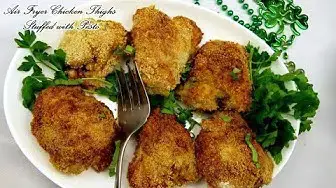 Video thumbnail for Air Fryer Chicken Thighs Stuffed with Pesto