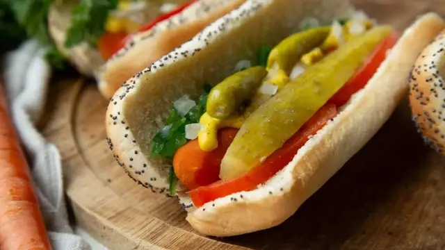 'Video thumbnail for Our Chicago-Style Carrot Hot Dog Recipe Is The Perfect Labor Day Vegetarian Twist'