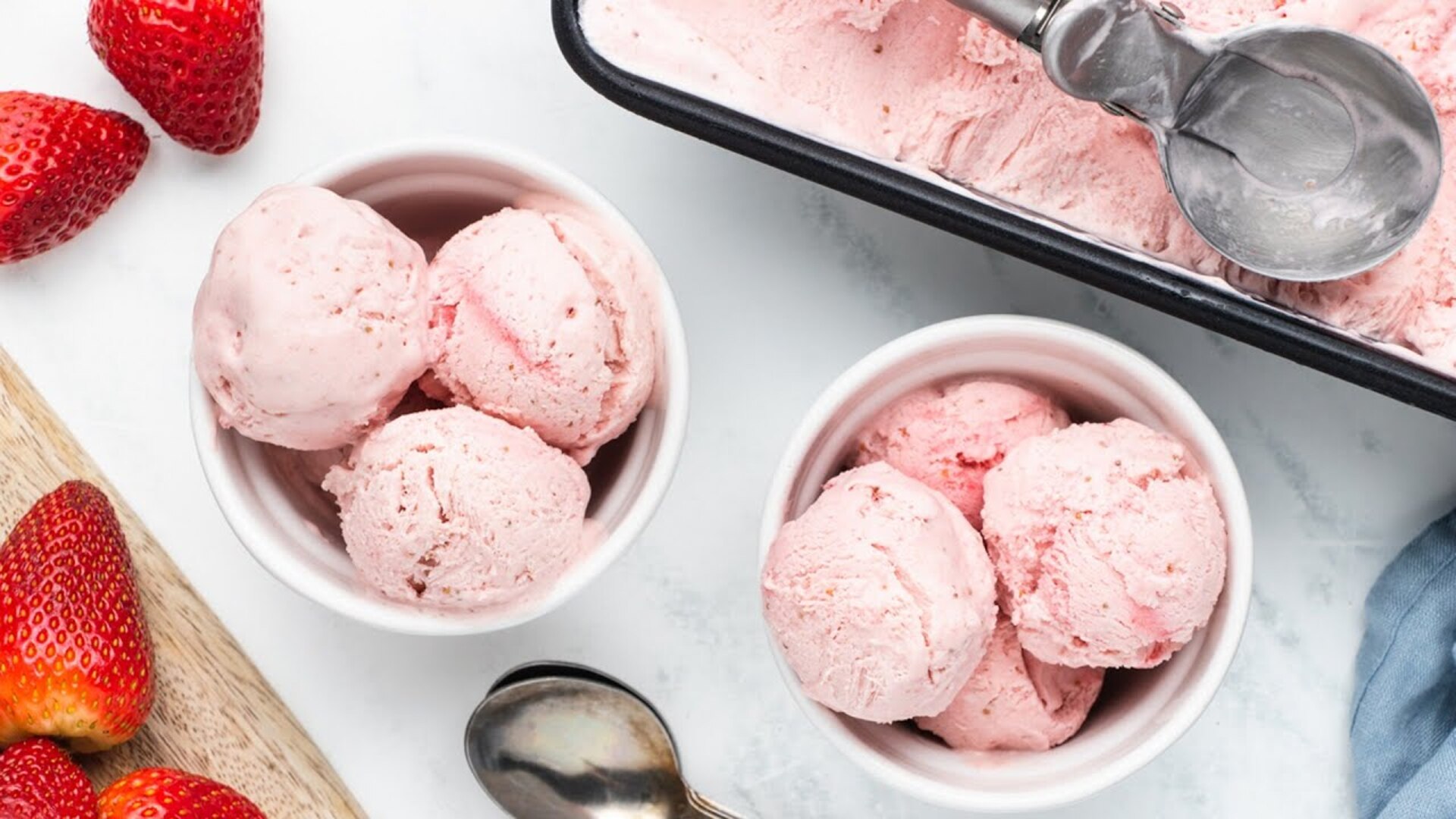 Video thumbnail for No-Churn Strawberry Ice Cream Recipe