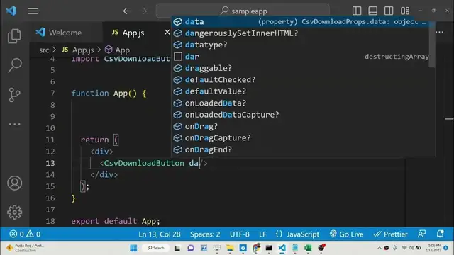 Video thumbnail for React react-json-to-csv Example to Export Mock JSON Data to CSV File and Download it in Browser